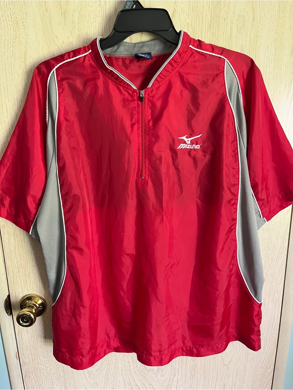 Mizuno Jacket Men Red Baseball Batting Practice Cage Quarter Zip Pullover Large